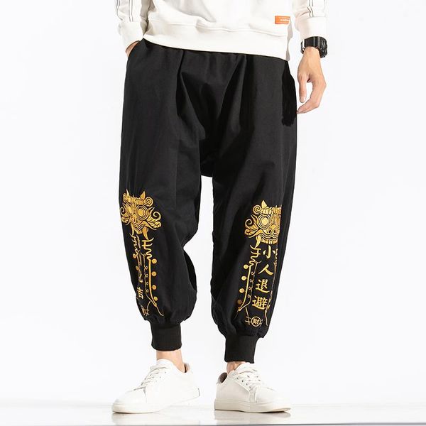 

2020 men wide leg pants streetwear hip hop jogging pants mens embroidery sweatpants male casual autumn winter big size 5xl, Black