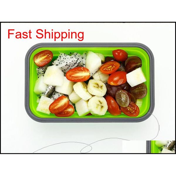 

2019 new design creative foldable silica gel lunch box insulation three-piece set bento boxes student sealed crisp qylfdi bdebaby