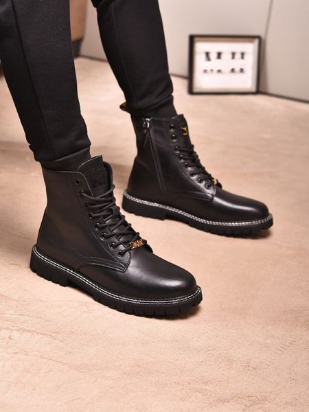 

martin boots mens boots beatshoes boots martin desert boot flamingos love arrow 100% real leather medal coarse non-slip winter shoes size 3, Black