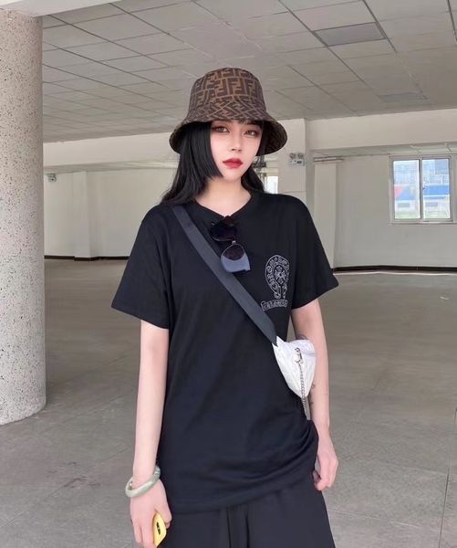 

super fire 20ss spring and summer new crosin short sleeve silver cross letter embroidery print t-shirt, White