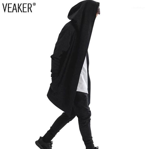 

2018 mens hip hop hoodies sweatshirts men black mantle cloak hooded gown jacket long sleeve coat streetwear hoodie plus size 3xl1