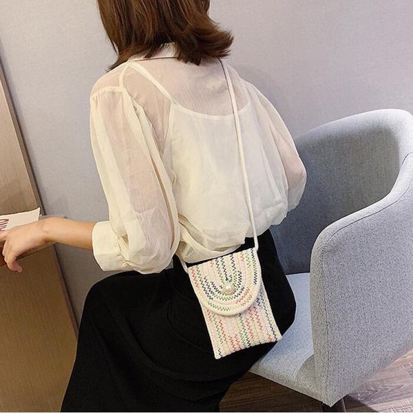 

waist bags 2021 beach bag hand mini mobile versatile straw woven single shoulder messenger tide