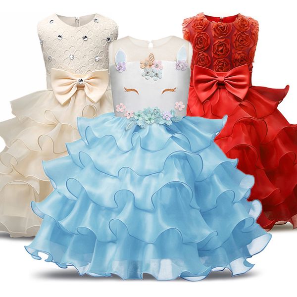 

layered sleeveless flower girl dress tutu wedding party ceremony gown summer kids dresses for girls children clothes clothing t200709, Red;yellow