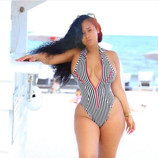 

women's bikini one piece striped printed swimsuit suit, White;black