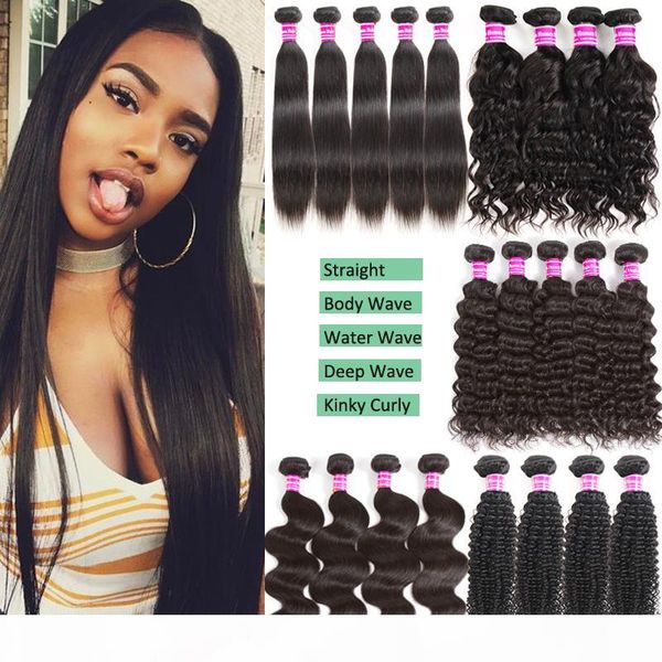 

brazilian virgin human hair bundles body wave deep wave kinky curly remy human hair extensions unprocessed virgin hair bundle deals, Black