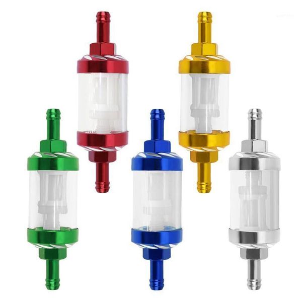 

universal 8mm cnc aluminum alloy glass motorcycle gas fuel gasoline oil filter moto accessories for atv dirt pit bike motocross1