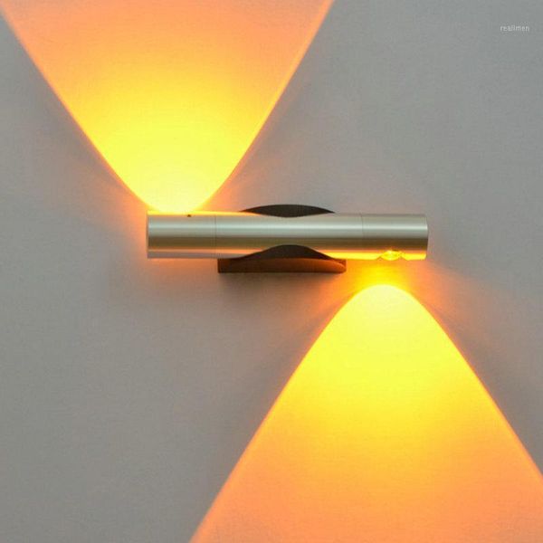 

led creative wall lamp brushed double turn lamp bedroom bedside background wall decoration mirror headlight 2w6w1