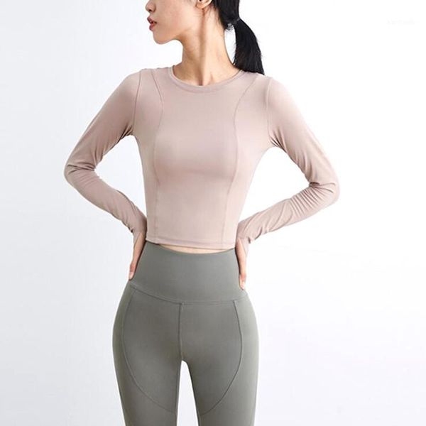 

yoga outfits women sportswear gym shirts tight slim running long sleeve workout fitness quick dry sport tank, White;red