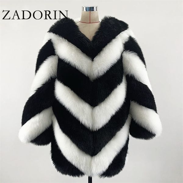 

zadorin fashion women luxury faux fox fur coat women plus size winter coat thick warm fake fur jacket coats chaqueta mujer 201029, Black