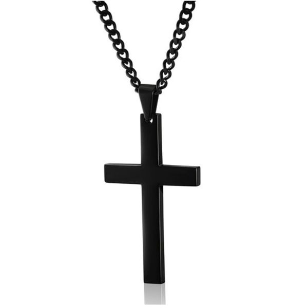 

stainless steel titanium faith crucifix cross pendant necklace choker gold/black chain for men women jewelry jesus prayer, Silver