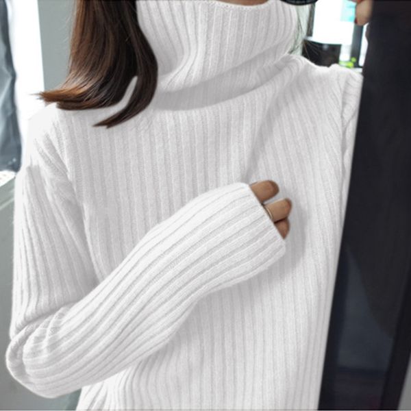 

turtleneck sweater women's new base shirt autumn winter loose outer wear fashion inside pullover wool knit c1120, White;black
