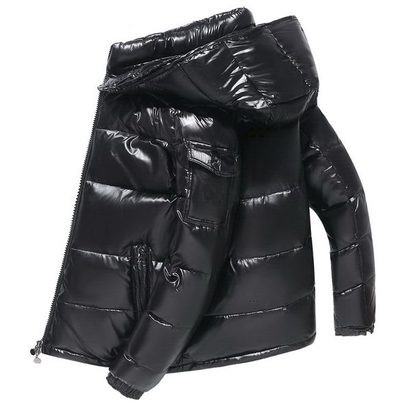 

men winter jacket solid color softshell coat winter coat low down jacket puffer jacket sportwear outfit hooded outfit-3, Black
