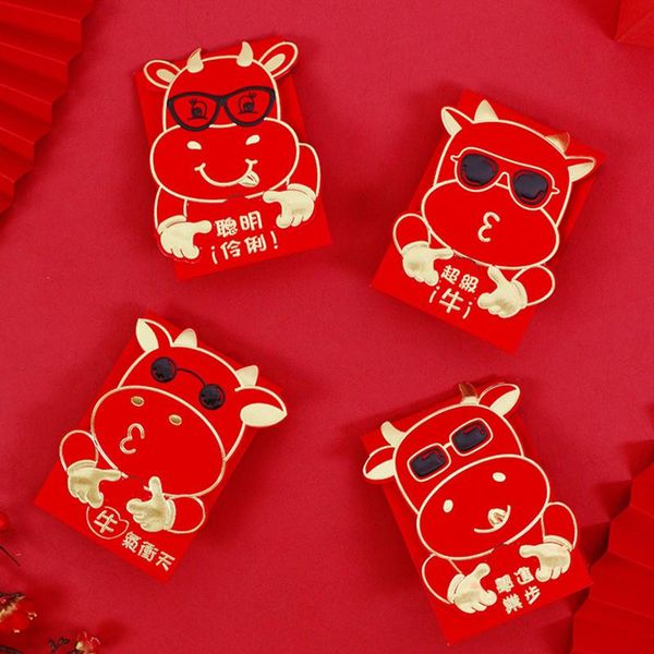 

16 pcs 2021 ox lucky chinese red envelopes lucky pockets red packet for chinese new year spring birthday marry party gift box