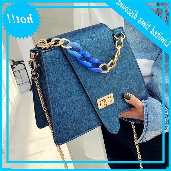 

fashion acryl chain handbags crossbody shoulders 2021 pu leather ladies designer messenger bags baking women wallets