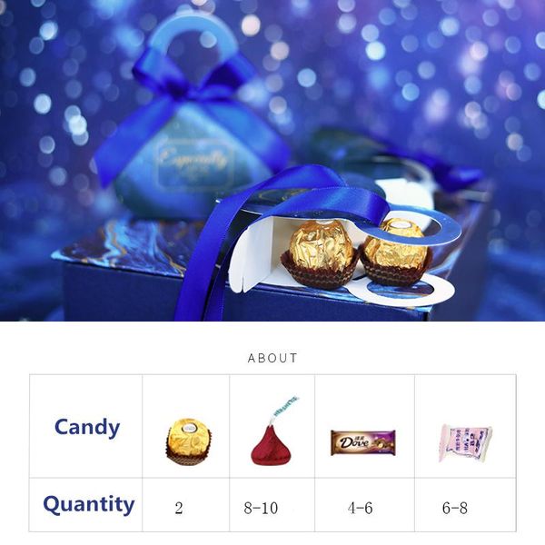

lbsisi life specially wedding candy box blue cookie chocolate sugar carton gift box small portable with ribbon for party wmtovb