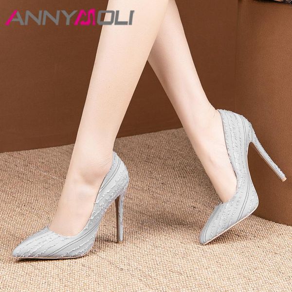 

dress shoes annymoli high heels women pumps elegant stiletto party buckle super heel ladies footwear large size 33-46, Black
