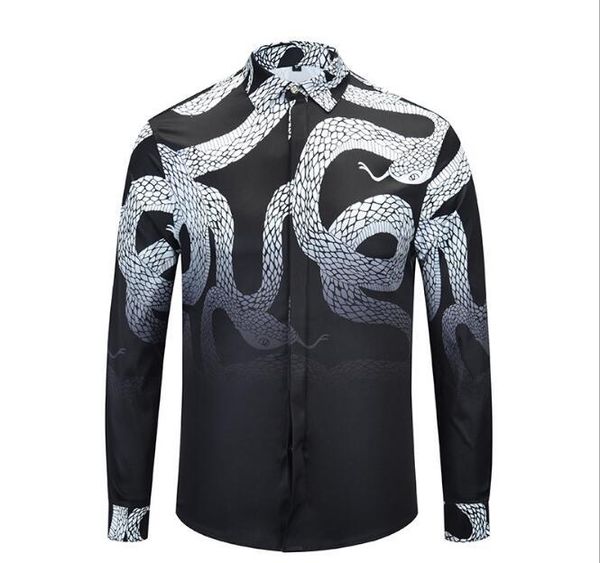 

fashion new men's wear men's shirts european style black and white print long sleeved shirt personality male blouse sellers hot, White;black