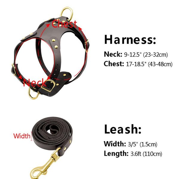 

dog harness vest adjustable genuine leather pet dog harness and walking leash set for small medium dogs pug beag sqculz