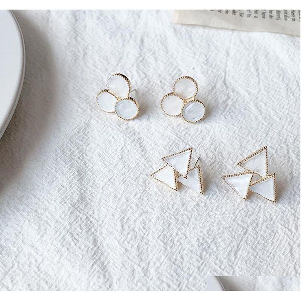 

fashion jewelry s925 silver needle geometric earrings round triangle stud earrings s802 ba4wx, Golden;silver