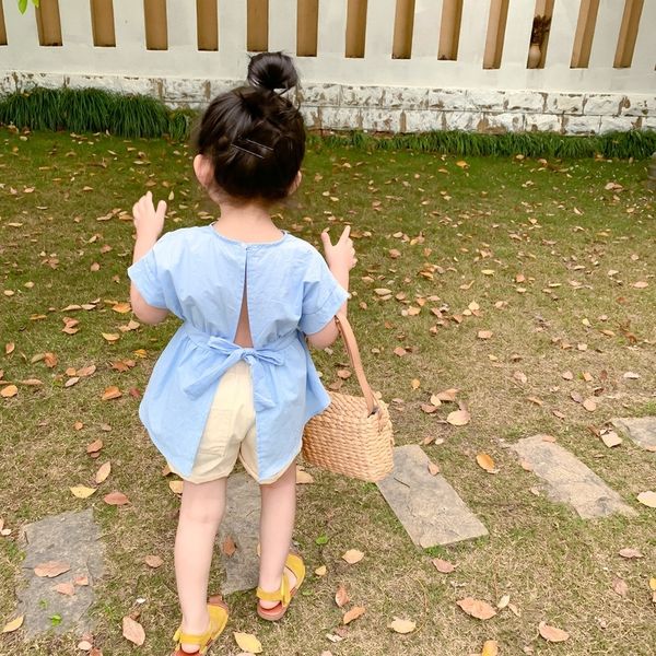 

2020 summer new arrival girls fashion cotton blouse kids korean design blouse girl blouse y200704, White;black