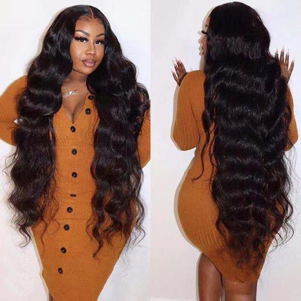 

body wave wig peruvian lace front human hair wigs lace frontal wig t part wavy 32 30 inch front remy human hair wigs, Black;brown