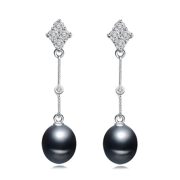 

real 925 silver black pearl earrings for women,wedding white natural freshwater pearl earrings girl gift