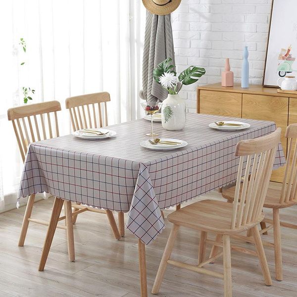 

nordic tablecloth waterproof and oil-proof disposable pvc coffee table mat lattice rectangular table cloth printing