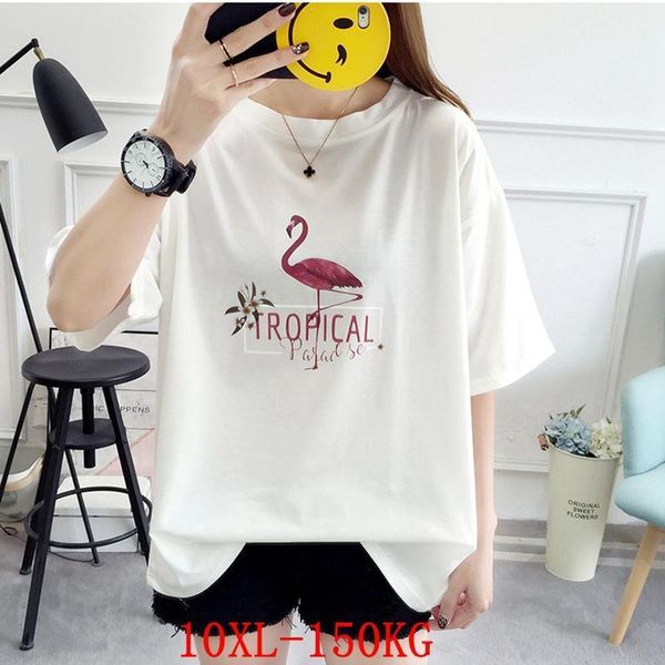 

large size women's t-shirt plus size 7xl 8xl 9xl10xl summer round neck short sleeve loose large black and white blue