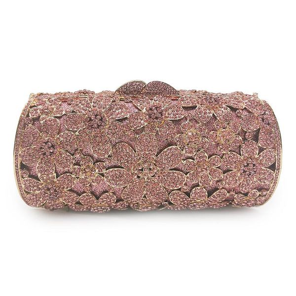 

new arrival gold metal floral clutch evening bags christmas giftwomen rhinestone diamond party purse wedding mini clutches