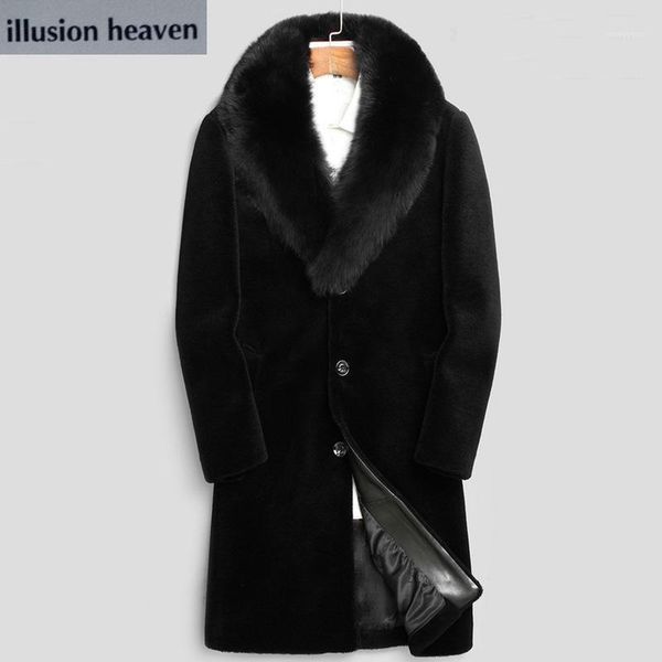 

new mink coat men's whole mink long fur coat men fur faux men mens winter1, Black