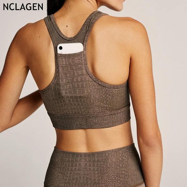

nclagen yoga set sportswear карманные карманы горячие новые спортивные леггинсы верхний высокий эластичный тренажерный зал печать фитнес кос, White;black