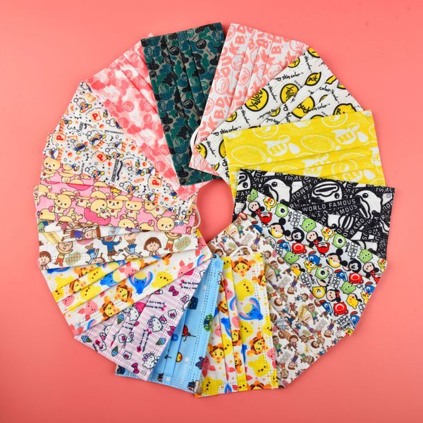 

designer 2021 cartoon kids disposable kids masks 3 ply breathable dust air anti-pollution child face mask mouth masks for boys girl