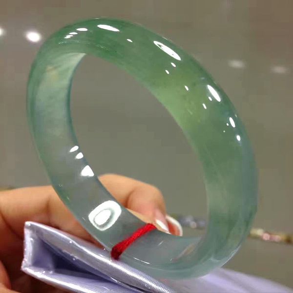 

myanmar jade bracelet laokeng ice blue floating flower jade bracelet children's jade floating flower bracelet, Slivery;golden