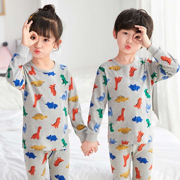 

children's underwear set winter 2020 new men's and women's pure cotton pajamas baby autumn pants home cloth, Blue;red