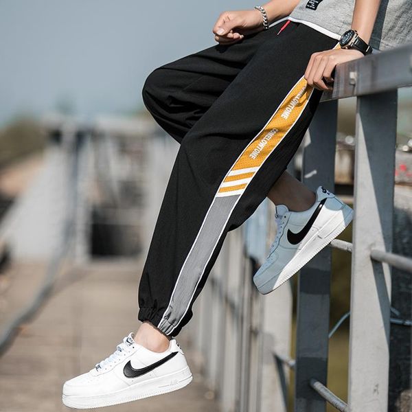 

men's capris corset loose new summer pants korean trend versatile thin casual pants men, Black