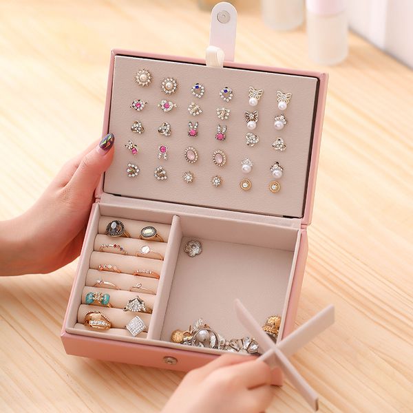 

pu leather earrings jewelry box high-end organizer storage case for necklace jewery ornament cases portable container boxes kimter-c73fz