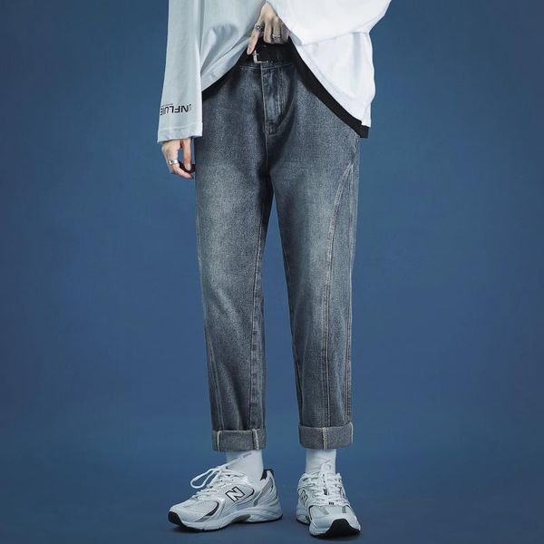 

new casual fashion spring autumn men vintage jeans trend all-match straight loose denim pants, Blue