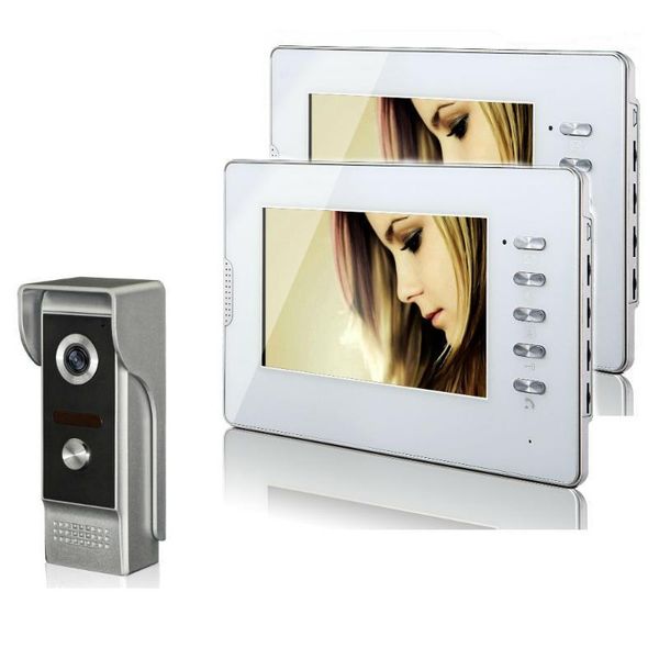 

video door phones 7'' lcd screen wired phone system visual intercom doorbell indoor monitor 700tvl outdoor ir camera night view1
