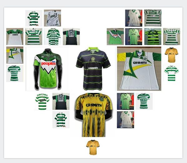 

82 84 86 89 celtic retro soccer jerseys 1991 1992 1998 1999 football shirts larsson classic vintage sutton 1995 1997 football kits top, Black