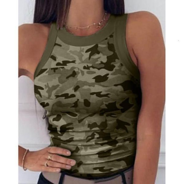 

2020 summer women print fashion women casual army camo camouflage tank sleeveless o-neck slim vest t-shirts plus size s-5xl, White