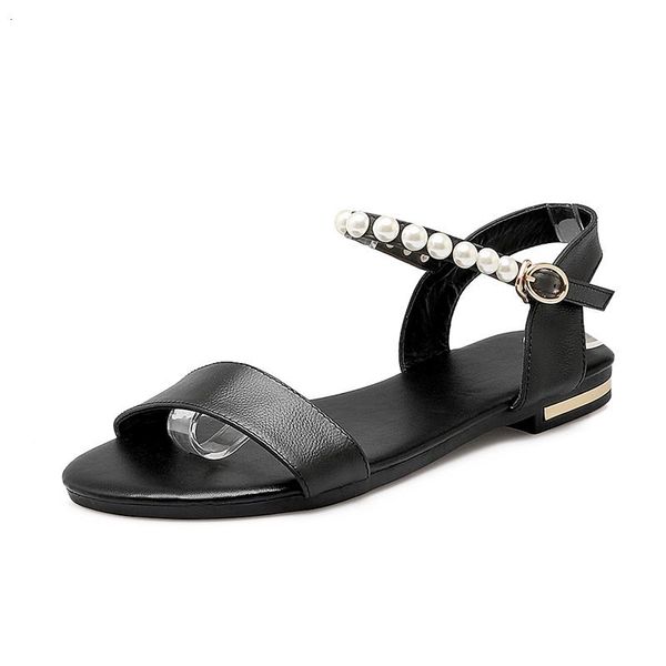 

new high 2021 quality genuine woman buckles women sandals see ladies beach shoes sy9i, Black