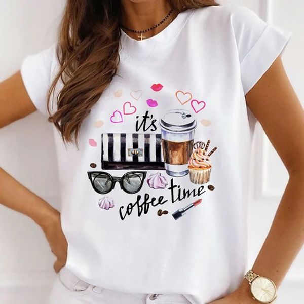 

zn079 round-necked summer fashion letter print round-necked short-sleeved shirt european and american women's casual bottom t-shirt, White