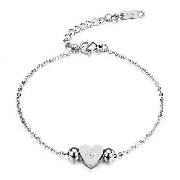 

charm bracelets heart shape bracelet stainless steel rose gold color bangle ladies brand style wedding engagement women jewelry, Golden;silver