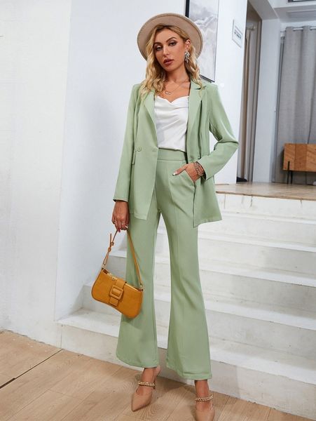 

simplee high waist slant pockets flare leg pants w8xh#, Black;white