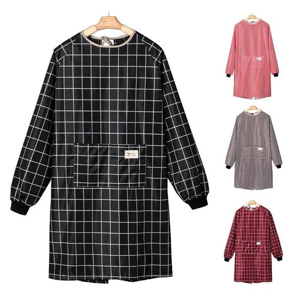 

long sleeve apron with pocket waterproof oilproof chef cooking working smock