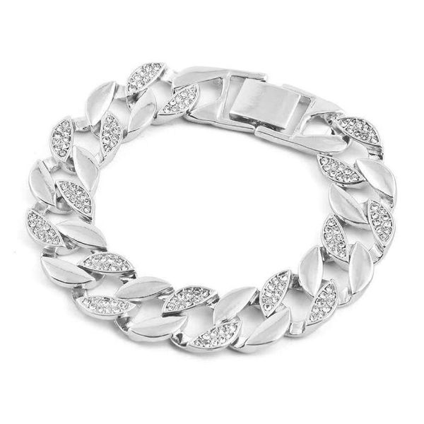 

karopel fashion luxury men's hip hop gold color miami cuban link chain full zircon bracelets gift of n wmtqqr, Black