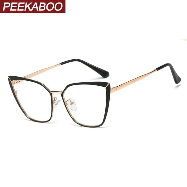 

peekaboo metal eyeglass frames for women cat eye accessories fashion clear lens gold pink female glasses frame prescription t200428, Silver
