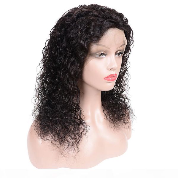 

13x6 lace front wigs water wave human hair wig pre plucked with baby hair wet and wavy wave brazilian remy hair wigs, Black;brown