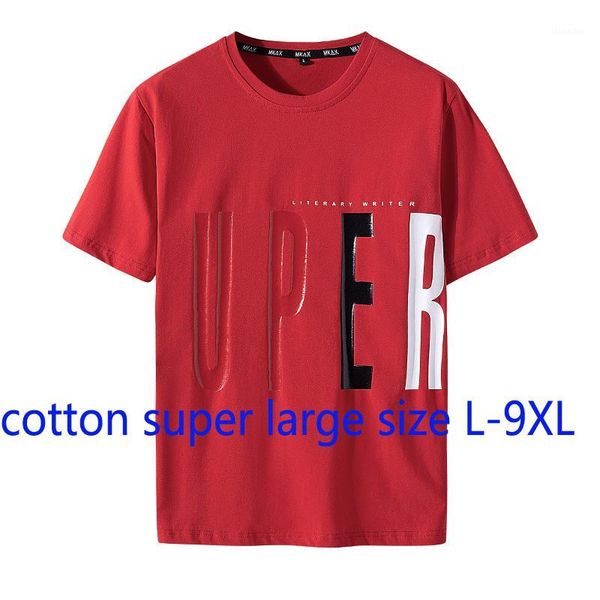 

men's t-shirts arrival fashion short sleeve men summer super large loose pure cotton casual o-neck print knitted t shirt plus size -8x, White;black