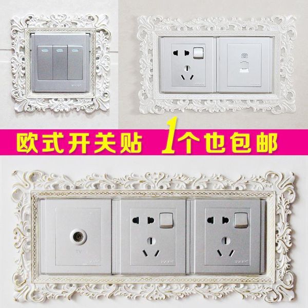 Set di accessori per il bagno Adesivo per interruttore a doppia parete Tipo 86 Presa in resina acrilica di adesivi decorativi europei1